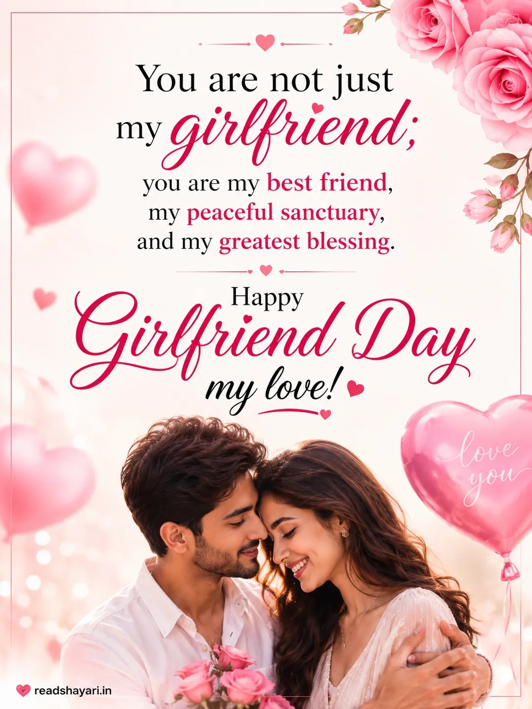 Cute 2 Line Girlfriend Day Status for WhatsApp National Girlfriend Day Quotes