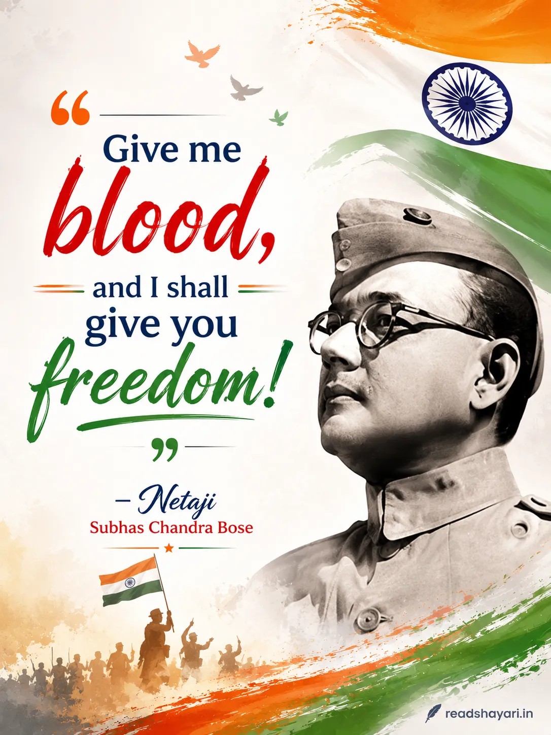 Shubhash chandra bosh Quotes for 15 August Independence Day Inspirational Shubhash chandra bosh Patriotic Quotes for 15 August