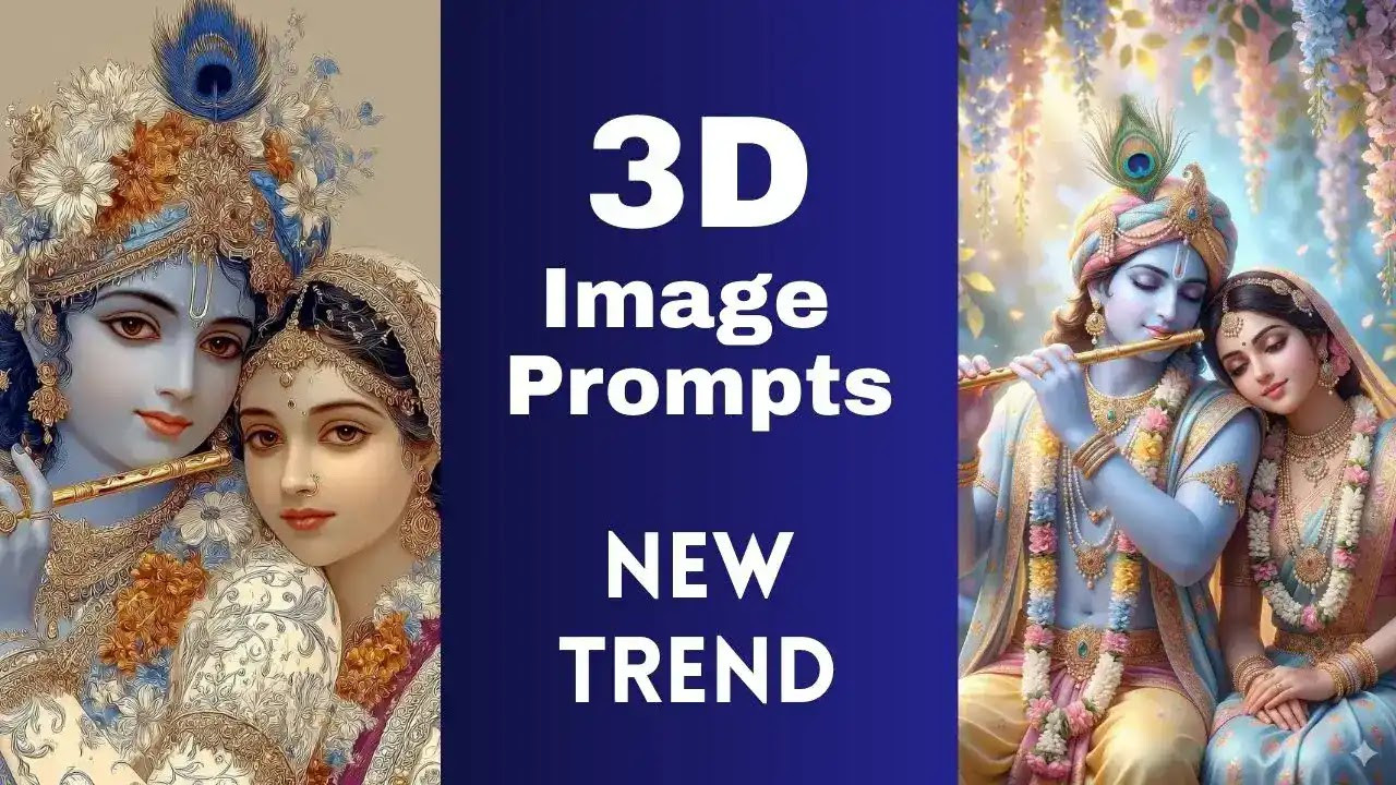Radha Krishna 3D AI Photo Prompts for Gemini Nano banana and Bing Image Creator - New trend