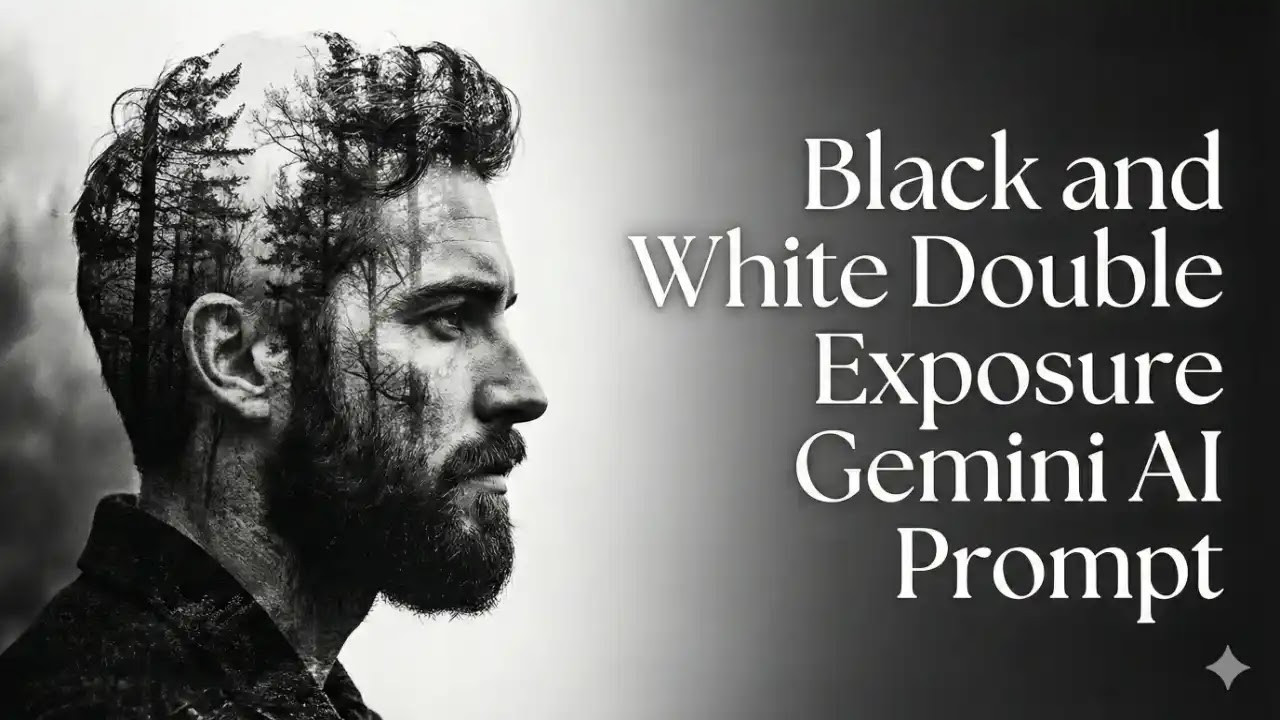 Gemini AI 10 Prompts to Create Stunning Black and White Double Exposure Portraits