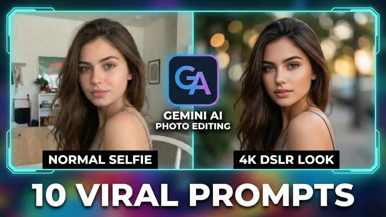 Gemini AI Photo Editing Prompts to turn Normal Selfie into 4K DSLR Look