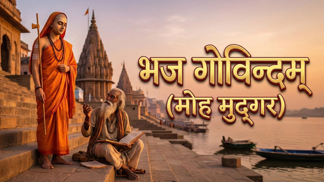 आदि शंकराचार्य द्वारा रचित 'भज गोविन्दम्' (मोह मुद्गर) का सम्पूर्ण पाठ हिंदी अर्थ सहित