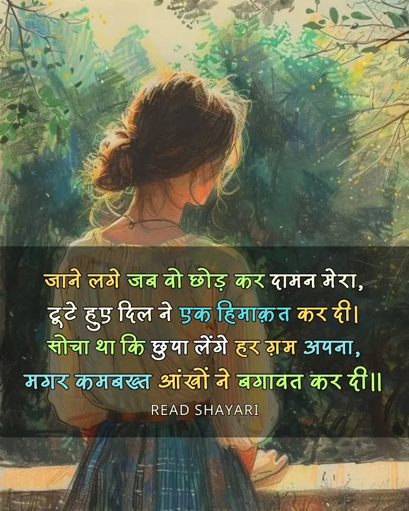 Judai Sad Shayari in Hindi - जुदाई पर शायरी Judai Sad Shayari in Hindi - जाने लगे जब वो छोड़ कर दामन मेरा